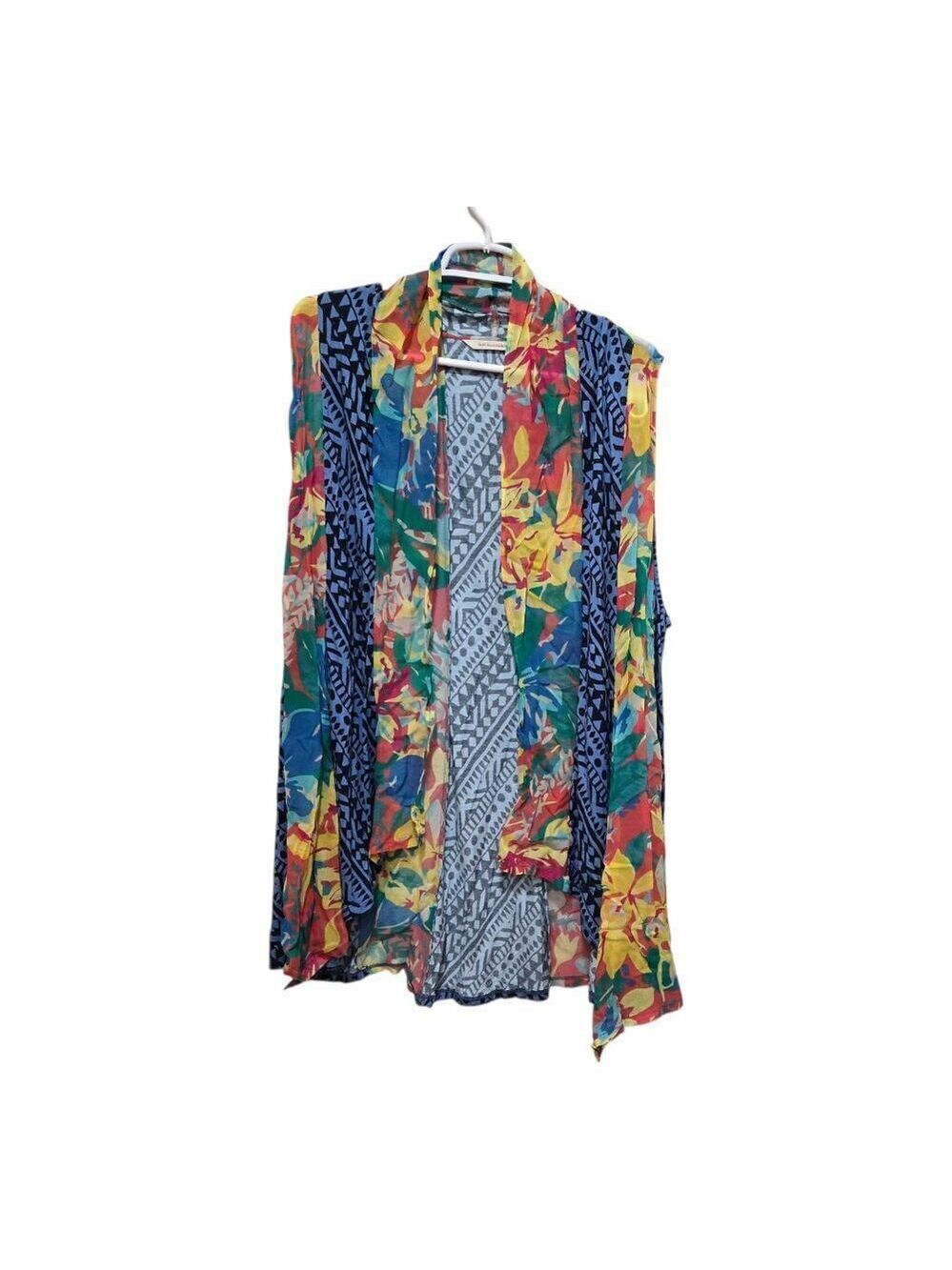 Soft Surroundings Artsy Floral Kimono One Size Boho Resort Open Front